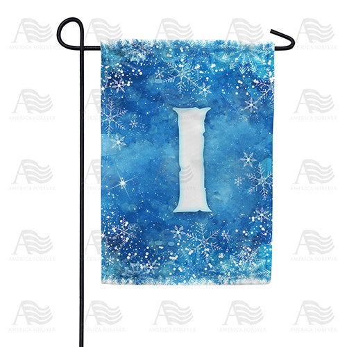 Icy Snowflakes Monogram Garden Flag