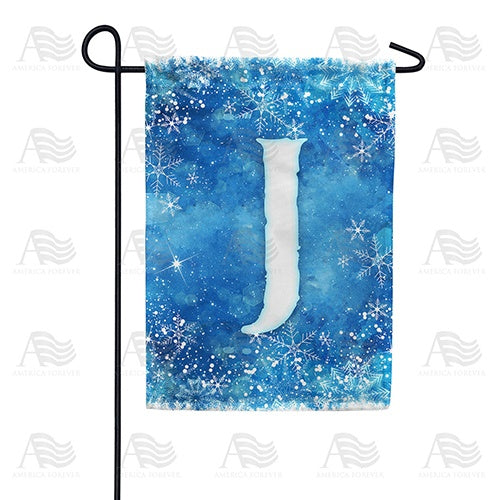 Icy Snowflakes Monogram Garden Flag