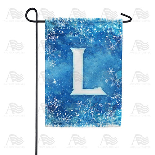 Icy Snowflakes Monogram Garden Flag