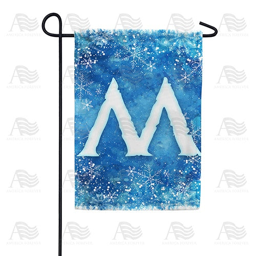 Icy Snowflakes Monogram Garden Flag