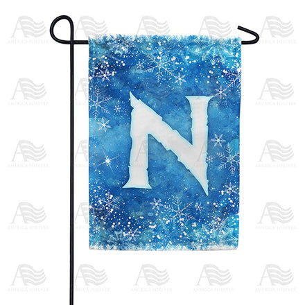 Icy Snowflakes Monogram Garden Flag