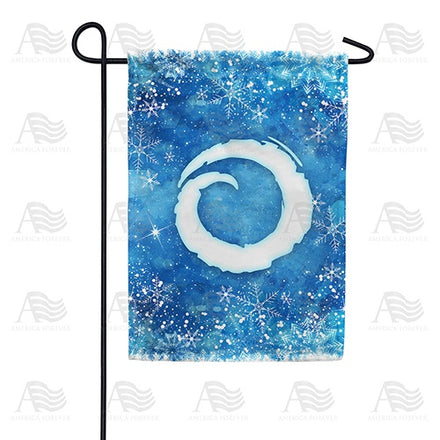 Icy Snowflakes Monogram Garden Flag