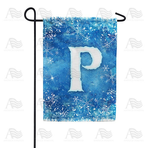 Icy Snowflakes Monogram Garden Flag