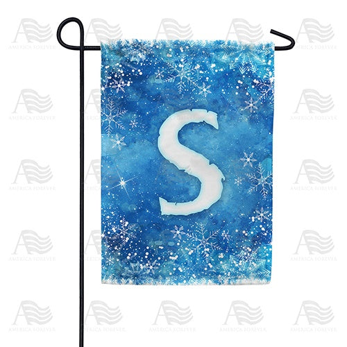 Icy Snowflakes Monogram Garden Flag