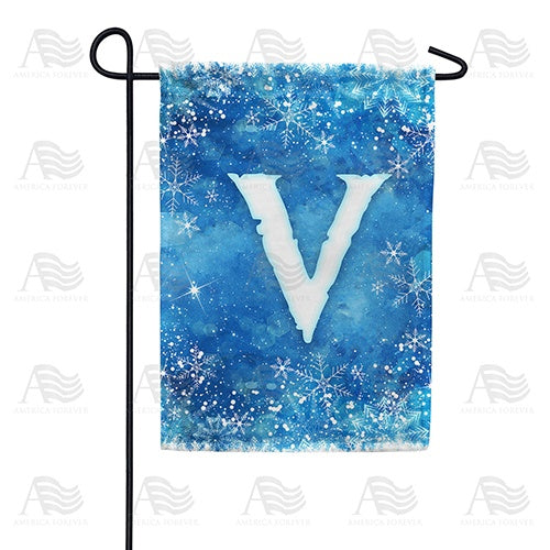 Icy Snowflakes Monogram Garden Flag