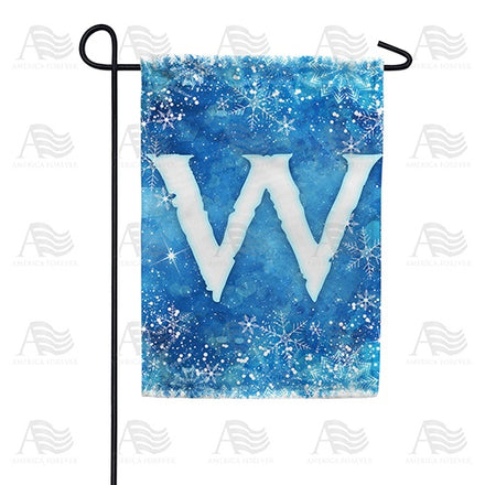 Icy Snowflakes Monogram Garden Flag