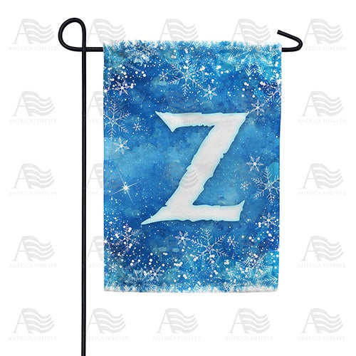 Icy Snowflakes Monogram Garden Flag