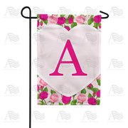 Pink Roses Monogram Garden Flag