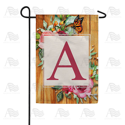 Bees And Roses Monogram Garden Flag