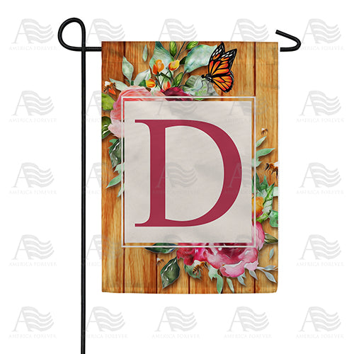 Bees And Roses Monogram Garden Flag