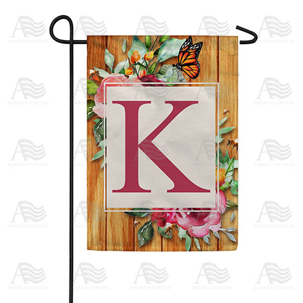 Bees And Roses Monogram Garden Flag