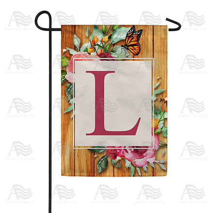 Bees And Roses Monogram Garden Flag