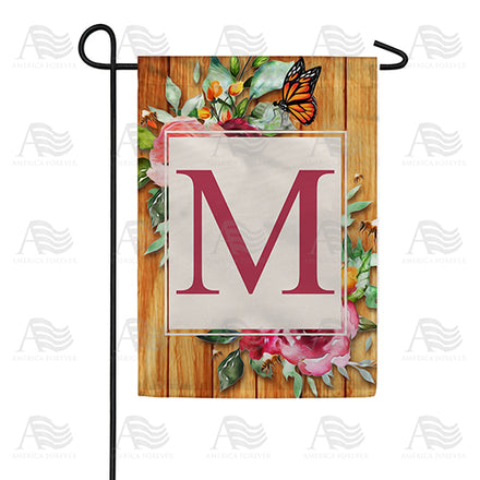 Bees And Roses Monogram Garden Flag