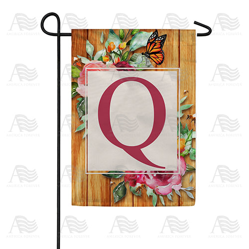 Bees And Roses Monogram Garden Flag