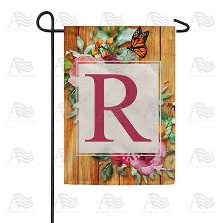 Bees And Roses Monogram Garden Flag