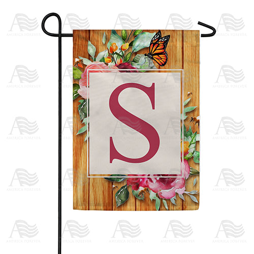 Bees And Roses Monogram Garden Flag