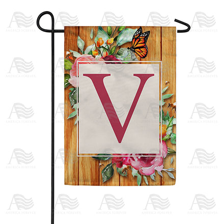 Bees And Roses Monogram Garden Flag