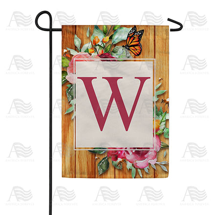 Bees And Roses Monogram Garden Flag