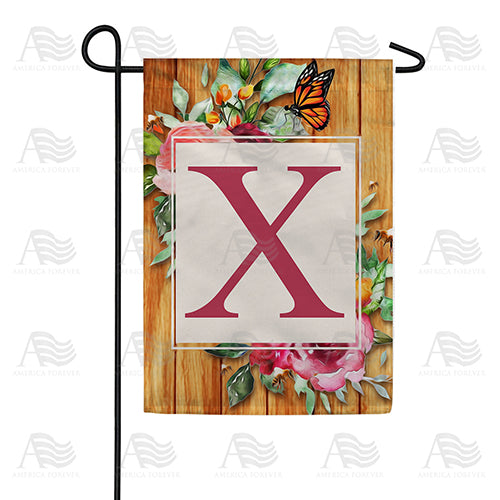 Bees And Roses Monogram Garden Flag