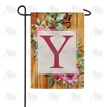 Bees And Roses Monogram Garden Flag