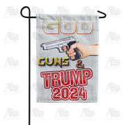 God, Guns, and Trump Garden Flag