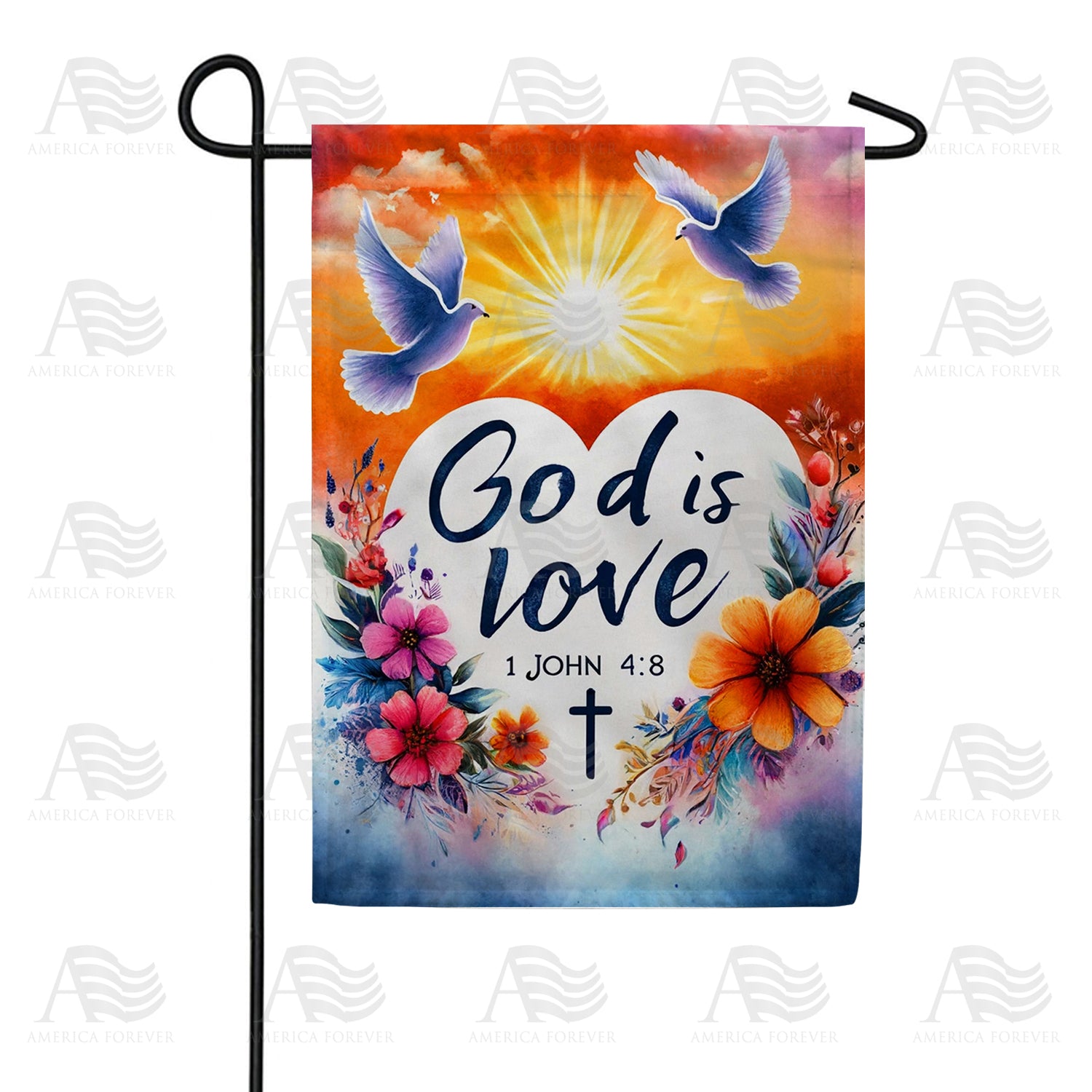 God Is Love Doves Garden Flag