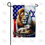 Lion and Lamb USA Israel Garden Flag