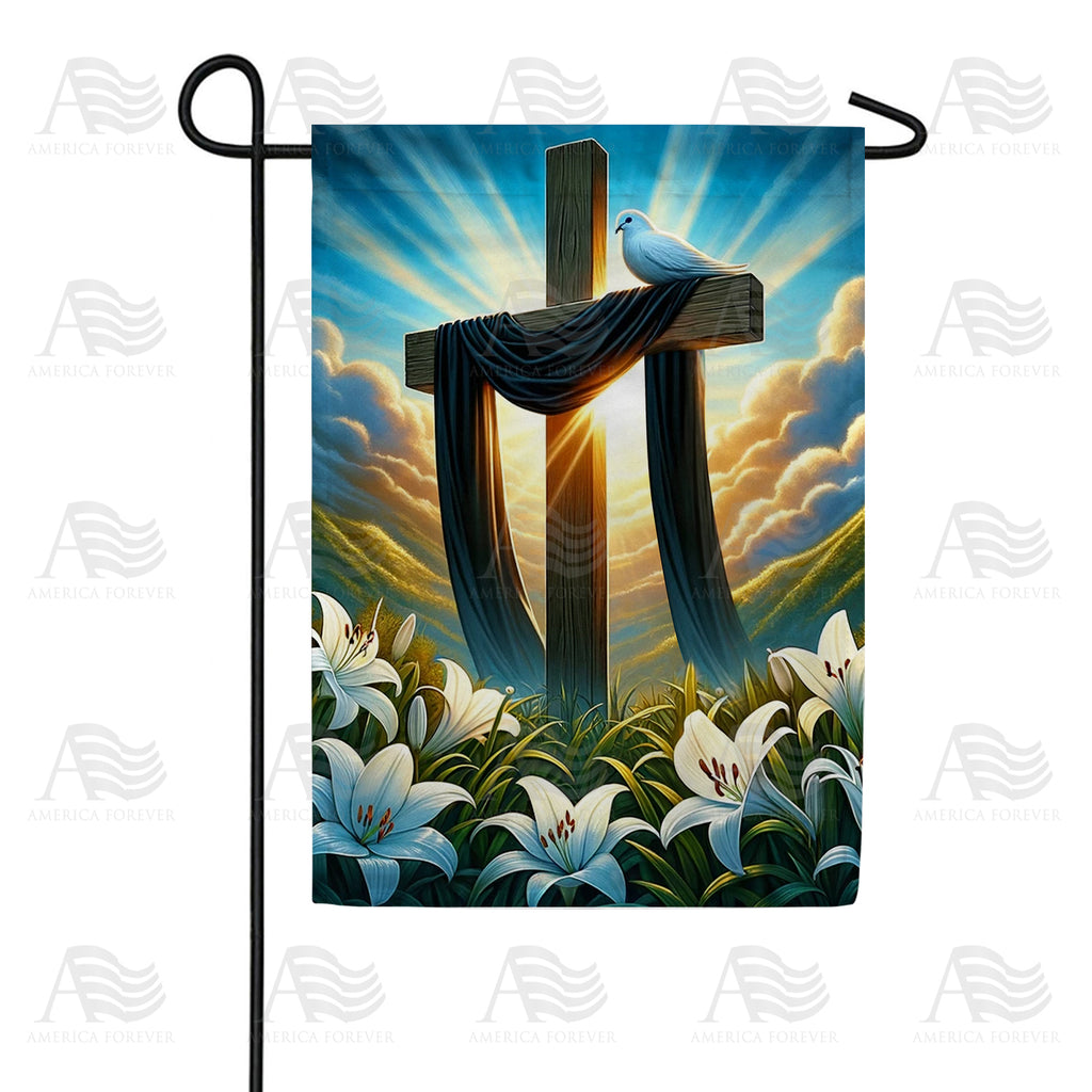 Peaceful Easter Cross Garden Flag