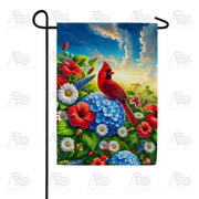 Cardinal and Flowers Garden Flag