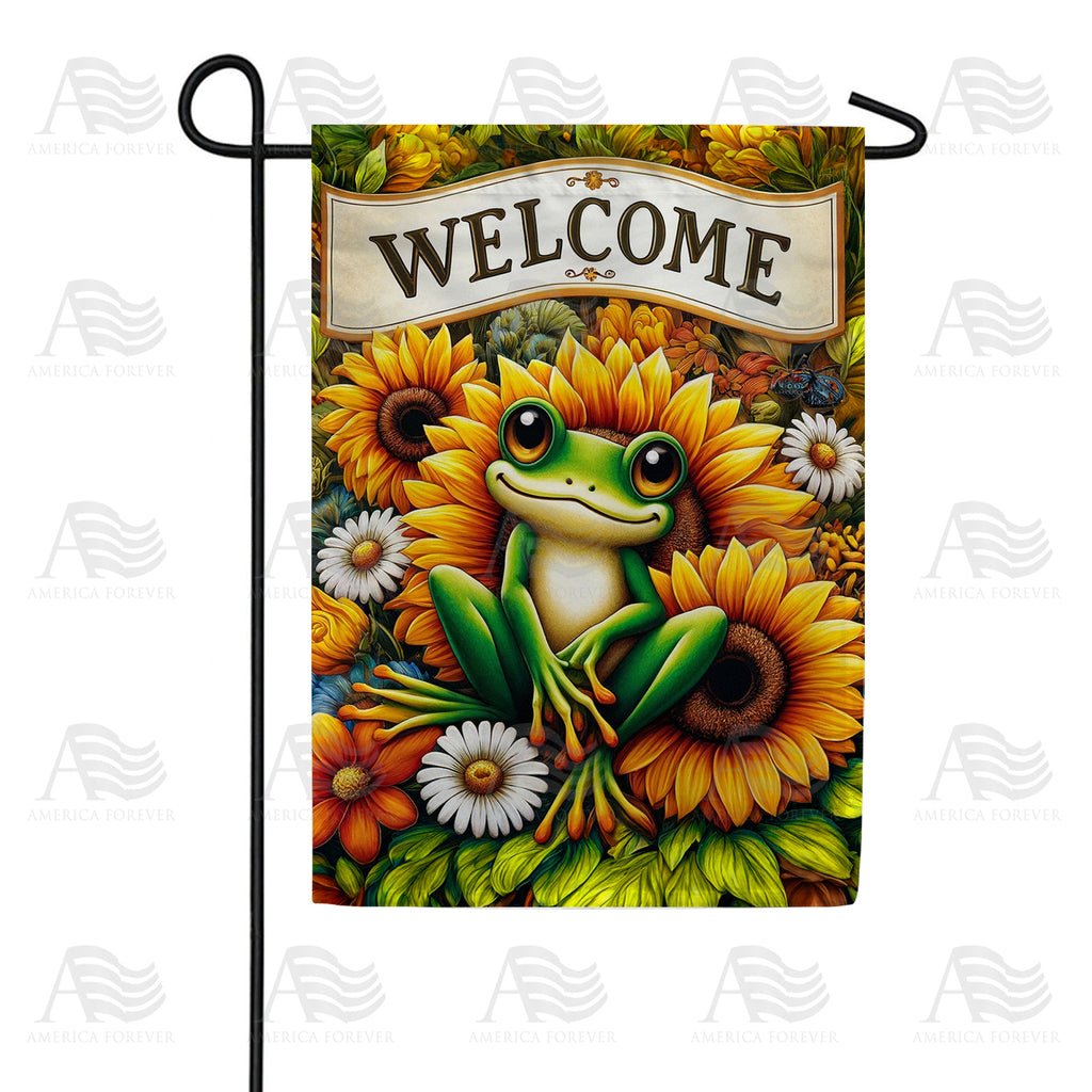 Frog Welcome Garden Flag