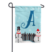 Let It Snow Backyard Snowmen Monogram Garden Flag