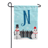 Let It Snow Backyard Snowmen Monogram Garden Flag