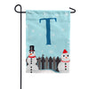 Let It Snow Backyard Snowmen Monogram Garden Flag