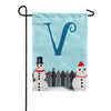 Let It Snow Backyard Snowmen Monogram Garden Flag