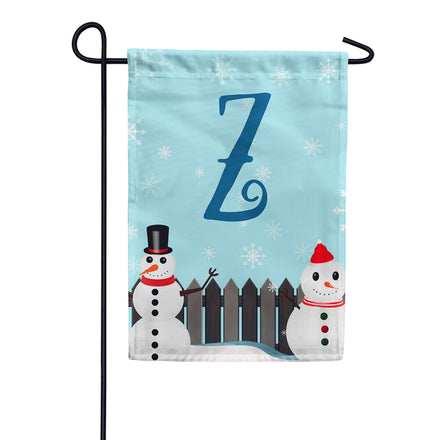 Let It Snow Backyard Snowmen Monogram Garden Flag