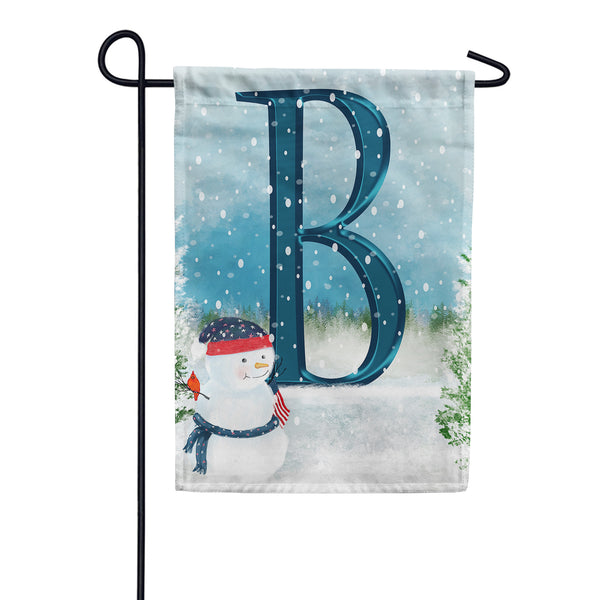 Let It Snow Watercolor Monogram Garden Flag