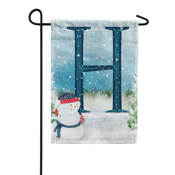 Let It Snow Watercolor Monogram Garden Flag