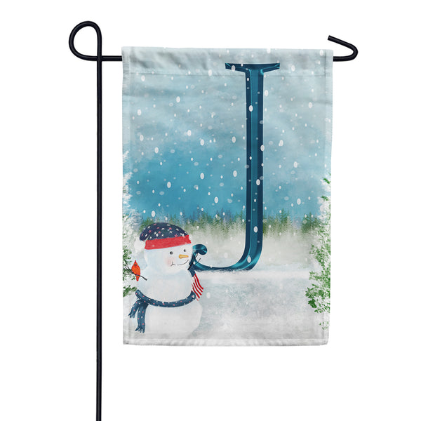 Let It Snow Watercolor Monogram Garden Flag