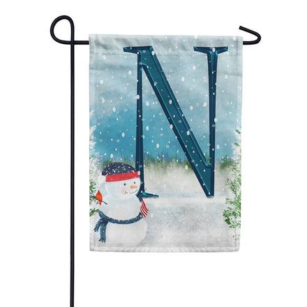 Let It Snow Watercolor Monogram Garden Flag