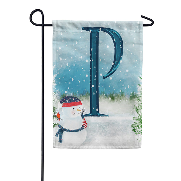 Let It Snow Watercolor Monogram Garden Flag