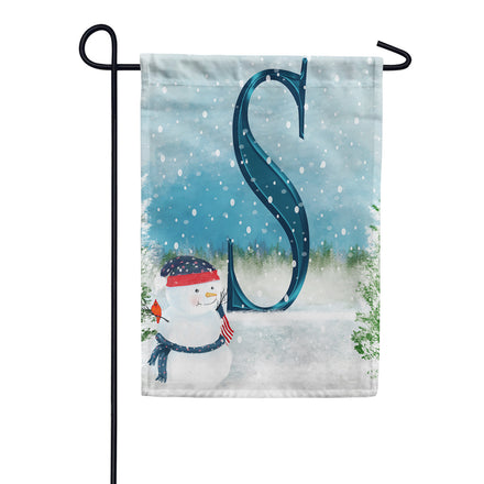 Let It Snow Watercolor Monogram Garden Flag