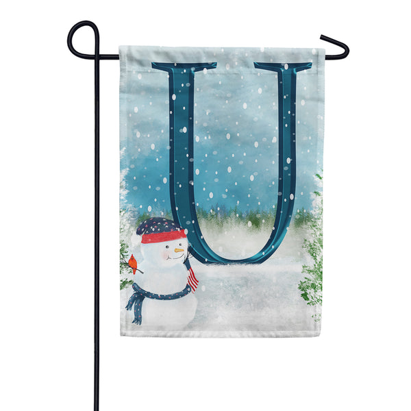 Let It Snow Watercolor Monogram Garden Flag