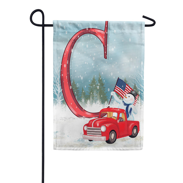 Happy Holidays America Monogram Garden Flag