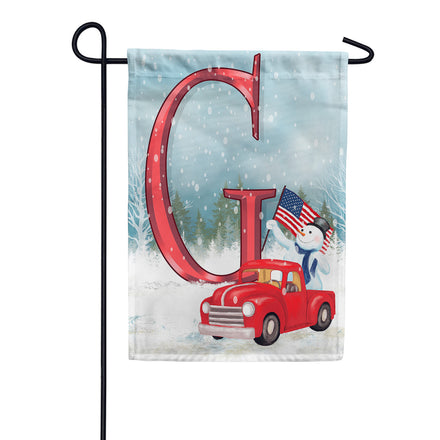 Happy Holidays America Monogram Garden Flag