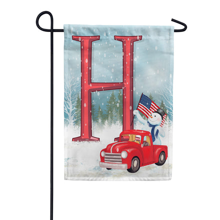 Happy Holidays America Monogram Garden Flag