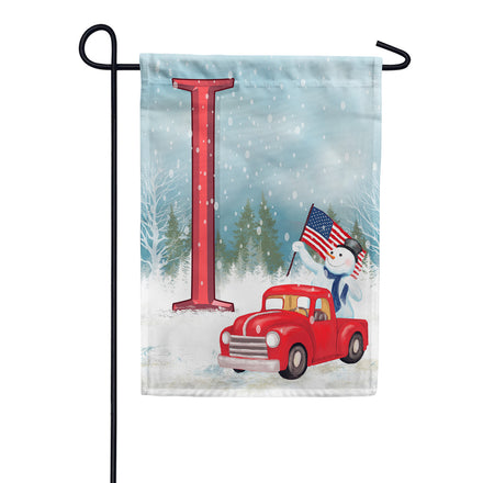 Happy Holidays America Monogram Garden Flag