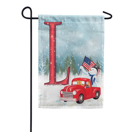 Happy Holidays America Monogram Garden Flag