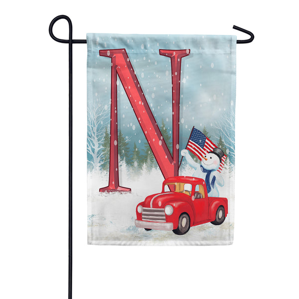 Happy Holidays America Monogram Garden Flag