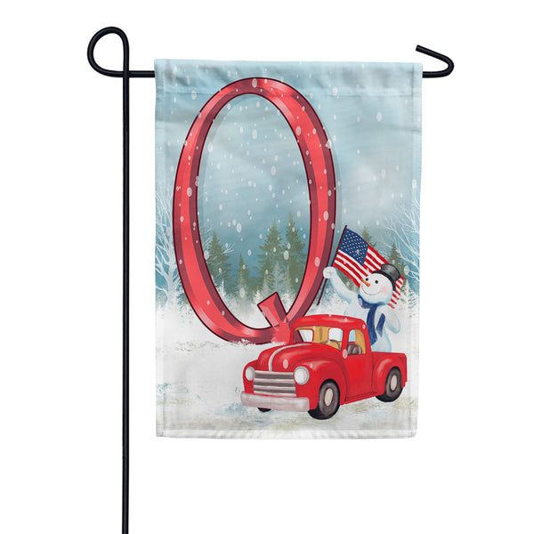 Happy Holidays America Monogram Garden Flag