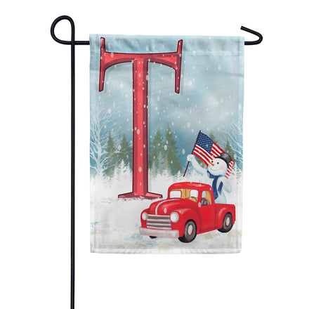 Happy Holidays America Monogram Garden Flag